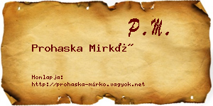 Prohaska Mirkó névjegykártya